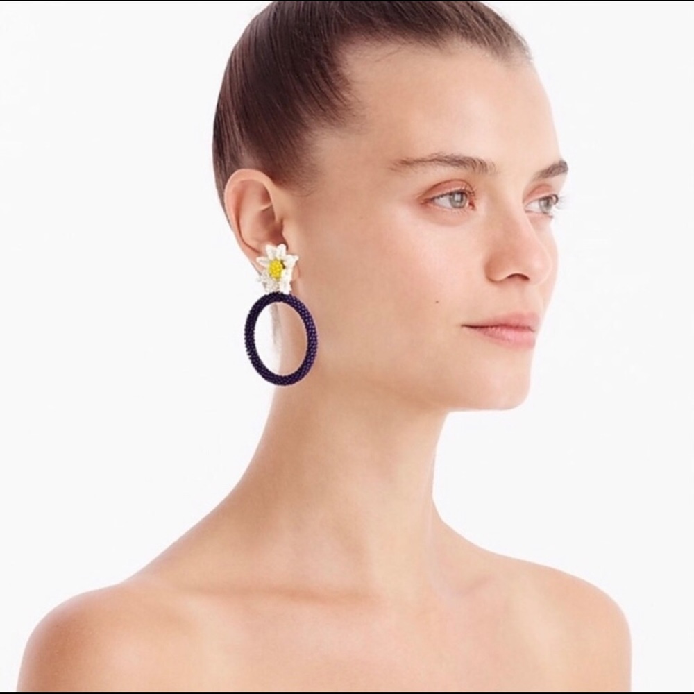 JCrew w/ Alison Lou Daisy Drop Hoop Earrings